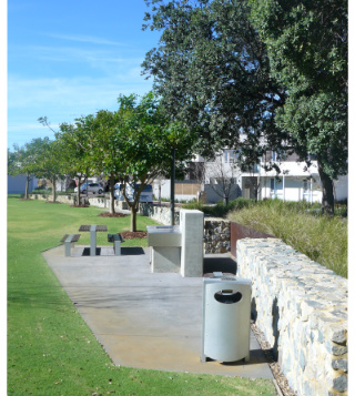 picnic tables, bins and BBQs in Perth park, supporting outdoor activities